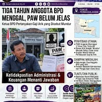 Tiga Tahun Anggota BPD Tengket Meninggal, PAW Belum Jelas; Marsob Pertanyakan Gaji Arik yang Disebut Mundur